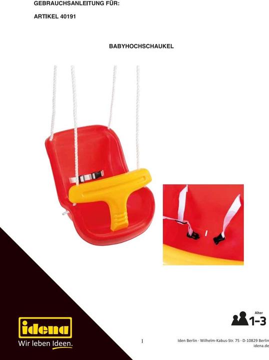 Productafbeelding Idena Baby Hoge Schommel 37x33x46cm TÜV en GS