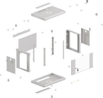 Immagine prodotto Lanberg Rack-Schrank 19 6HE 540x350 grau mit Glastür (Flat Pack) (10.86 HE, Rack da 19 pollici)