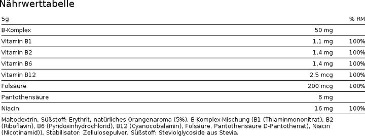 Nährwerte und Zutaten Nature's Finest B-Complex Drink (1 Stück, Pulver)