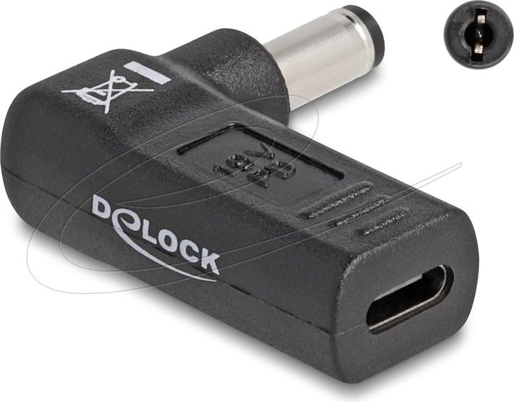 Produktbild Delock Adapter USB-C zu 5.5 x 2.1 mm 90° gewinkelt (USB Typ-C, 3.80 cm)