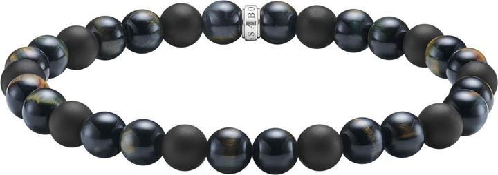 Actual product image Thomas Sabo Talisman bracelet with tiger's eye and obsidian beads (17 cm, Blackened, Recycled 925 silver)