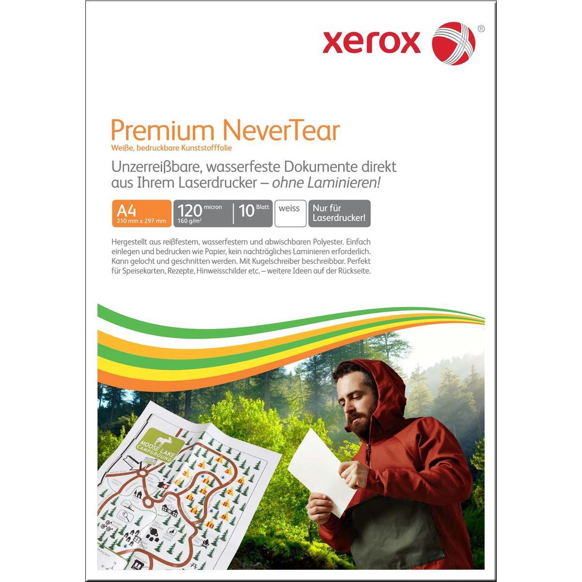 Xerox, Kopierpapier, Kopierfolie Premium NeverTear DIN A4 120µm Polyester weiss 10 Folien/Pack. (120 g/m², 10 x, A4)