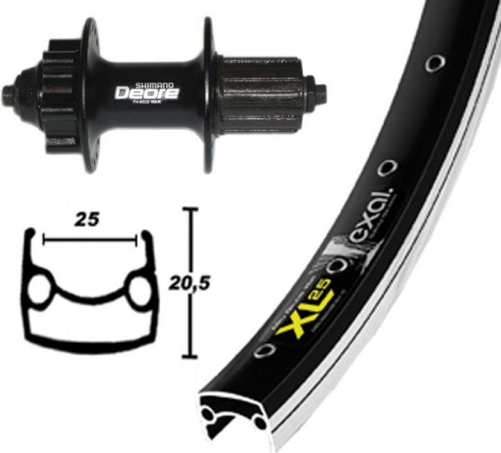 Produktbild Exal XL 25 DISK Hinterrad 26x1.9 Deore 8-10s Disc (Hinterrad, 26")