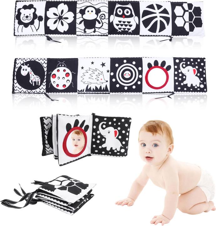 Image du produit Activity Board Livre contrasté pour bébé, livre en tissu double face pour bébé, livre d'images souple en tissu