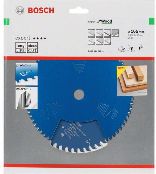 Produktbild Bosch Professional Zubehör Kreissägeblatt Expert for Wood, 165 x 30 x 2,6 mm, 48