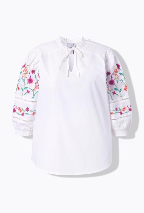Immagine prodotto Ulla Popken Blusa con ricami, scollo a tunica e maniche a 3/4 (46, 48)