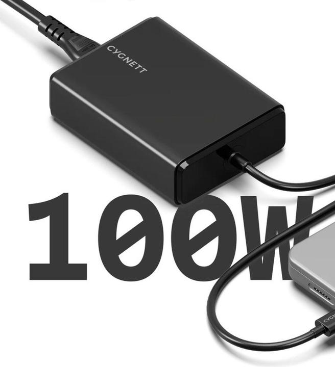 Actual product image Cygnett PowerMaxx 100W GaN USB-C Laptop Charger Black (100 W, 1 portion)
