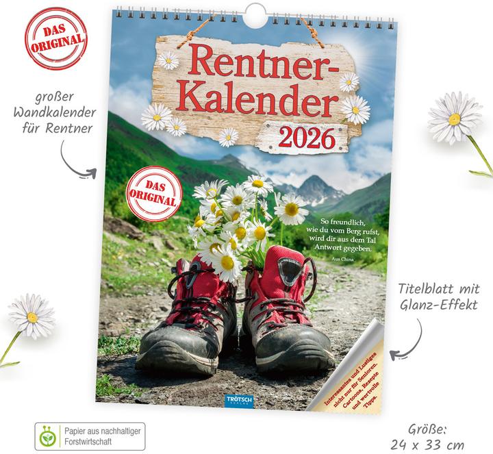 Produktbild Trtsch Classickalender Rentnerkalender 2026 (24 x 33 cm, Kein Einband, Deutsch)