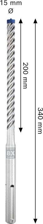 Actual product image Bosch Professional Zubehör Blau Zubehör 2608900212 EXPERT Bohrhammer SDS max-8X 15x200x340mm (15.0 millimetres)