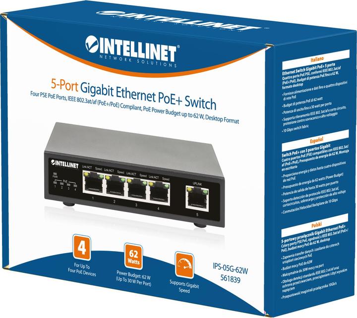 Produktbild Intellinet 5-Port Gigabit PoE+ Switch (5 Ports)
