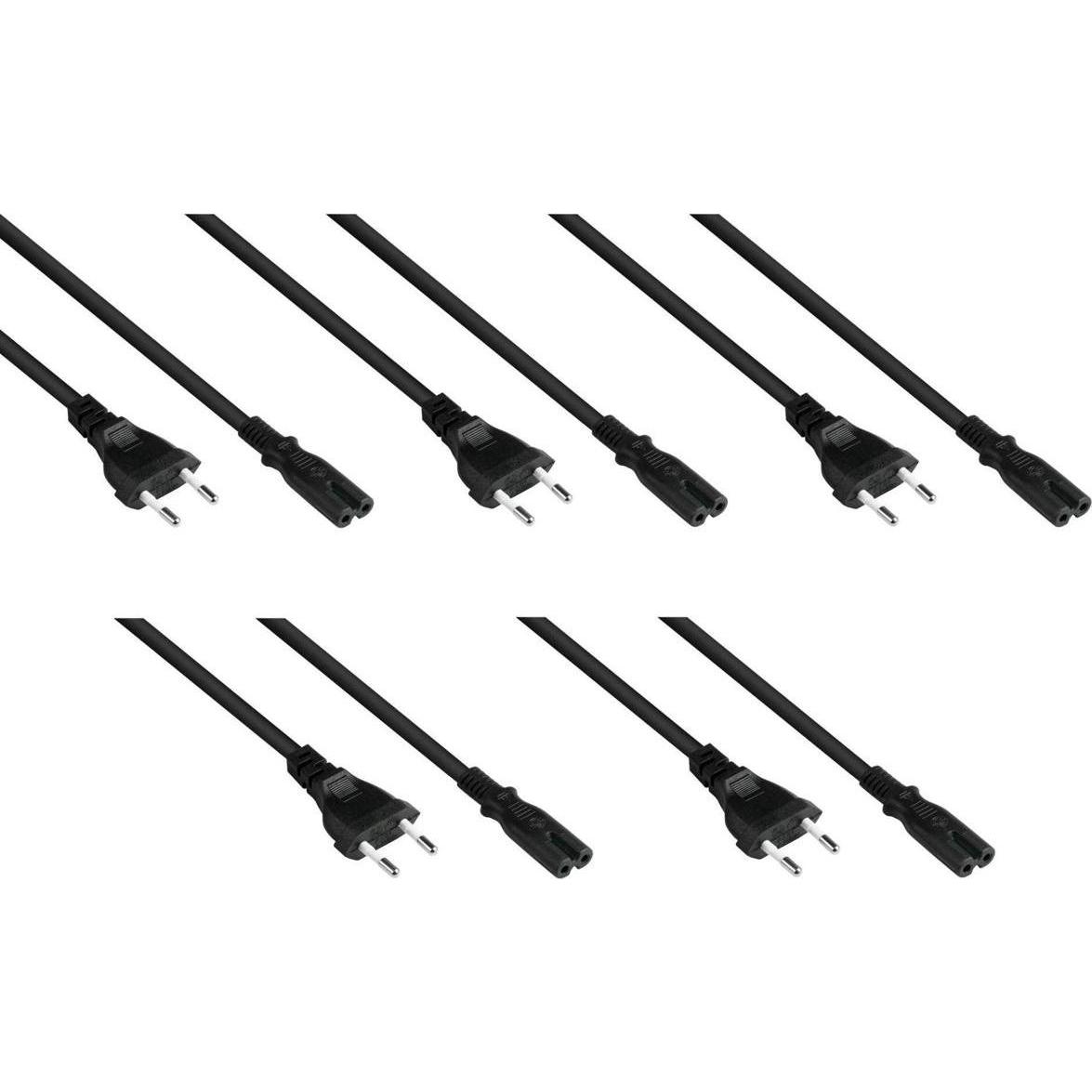 Varia Euro-Netzkabel Euro-Stecker Typ C an C7Euro 8 Buchse, schwarz, 0,75mm, 3m - 5er (3 m), Cavo di alimentazione