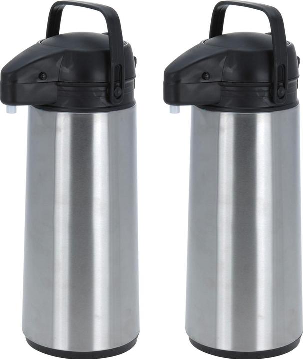 Excellent Houseware Isolierkanne Edelstahl mit Pumpsystem, 1,9 l, 2er Set (1.90 l)