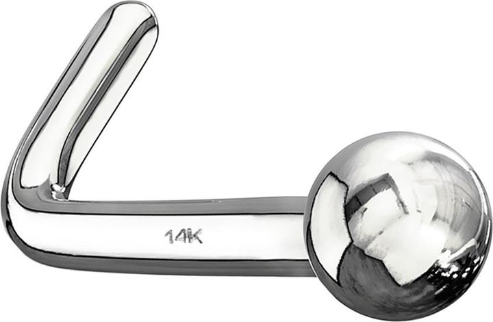 Star Piercing Nasenstecker gewinkelt 14k weissgold mit Kugel (ohne Messing, 14k Gold)