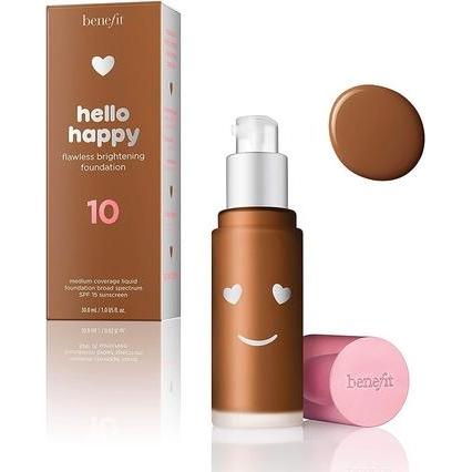 BeneFit Cosmetics, Foundation, Benefit Hello Happy Flawless Liquid Foundation 10 Deep 30ml