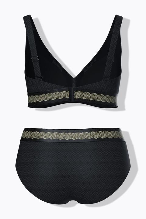 Actual product image Ulla Popken Textured Gold Trimmed Bikini Set (54)