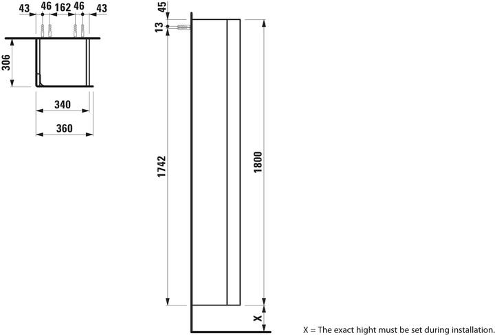Produktbild Laufen Ino Hochschrank, Scharnier links, 340x306x1800mm, H425451030