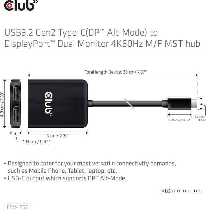 Produktbild Club 3D Usb-Hub (USB Typ-C, 20 cm)