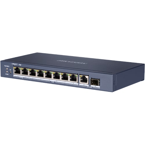 Hikvision DS-3E0510HP-E Netzwerk-Switch Unmanaged Gigabit Ethernet (10/100/1000) Power over Ethernet (PoE) (8 Ports), Ne...