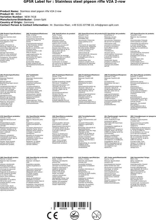 Immagine prodotto Green Split Difesa per piccioni in acciaio inox V2A 2 file