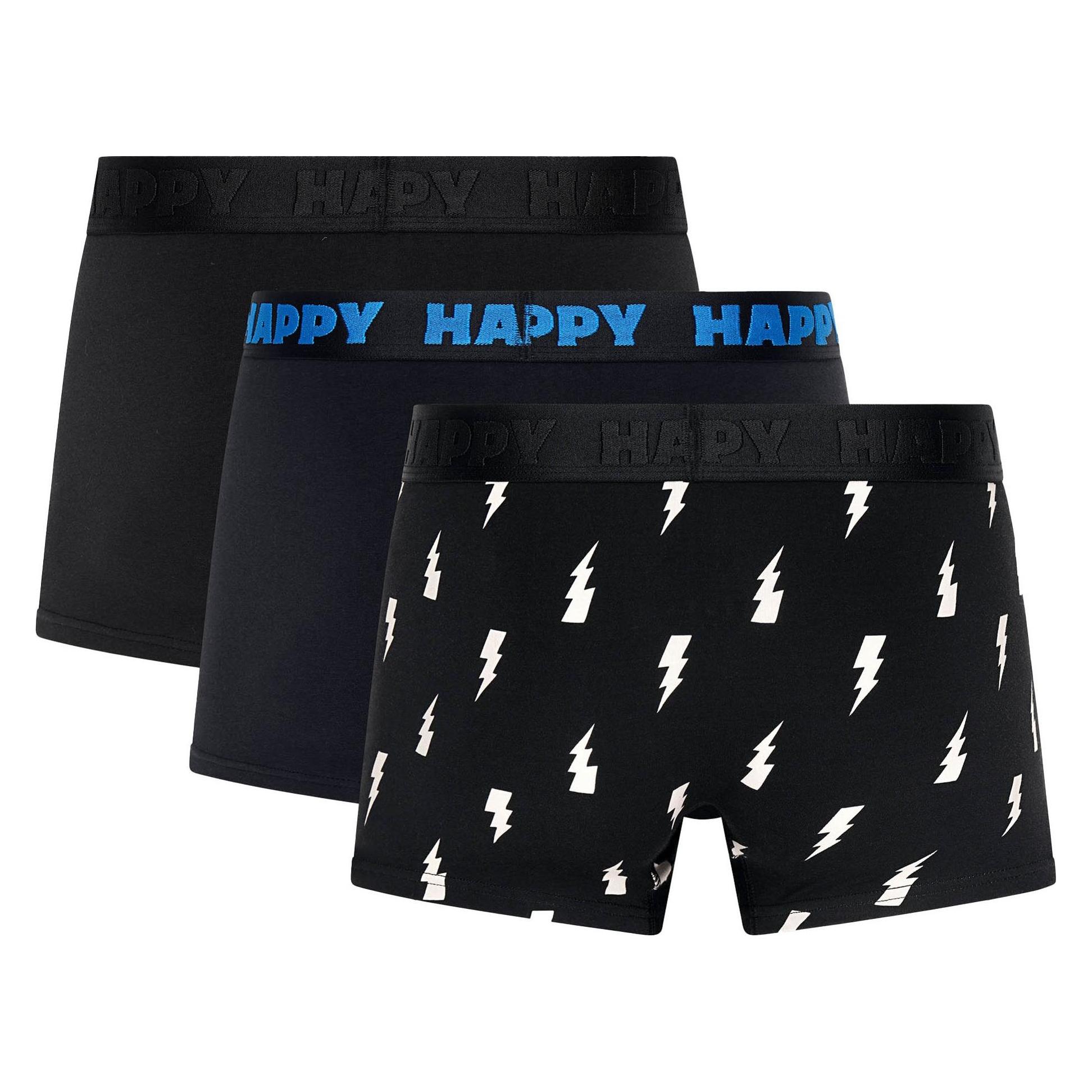 Happy Socks, Herren, Unterhosen, 3-Pack Black And White Short Boxers, Mehrfarbig, (L, 3er Pack)
