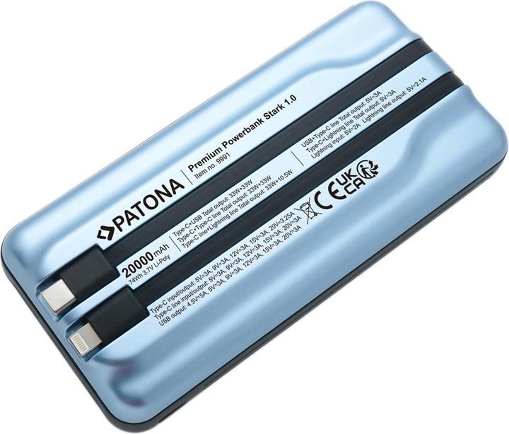 Produktbild Patona Powerbank USB-C/ Ligh. 65W 20000 (20000 mAh, 65 W, 74 Wh)