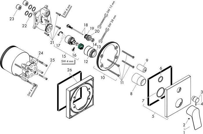Produktbild hansgrohe HG Fertigmontageset VIVENIS f Unterputz-Wannenmischer o Sich-kom chr