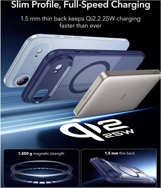 Actual product image ESR Classic Hybrid Magnetic Case (Camera Control), for iPhone 17 Air, Frosted Blue (Apple iPhone 17, Apple iPhone Air)