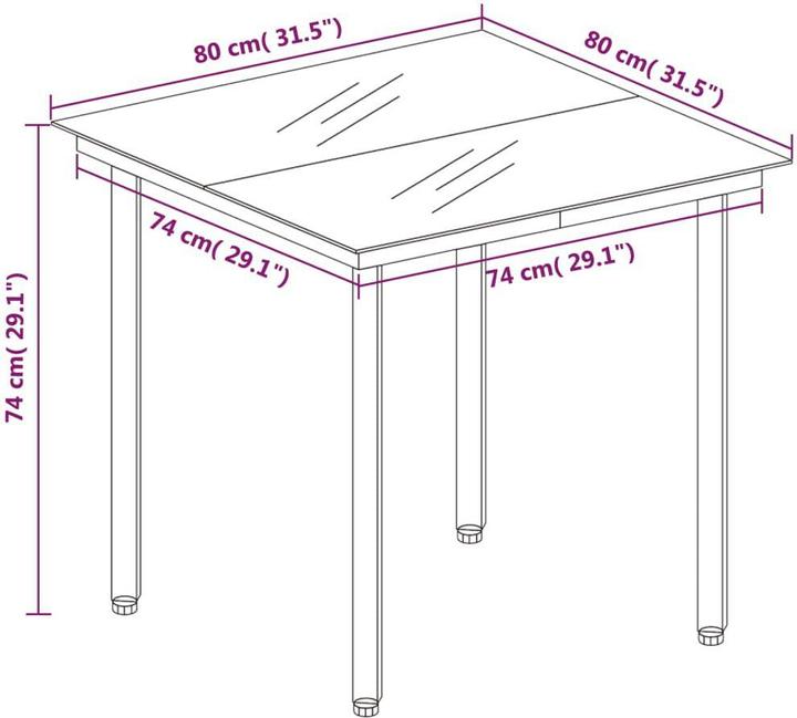 Produktbild vidaXL Garten Essgruppe (80 x 80 x 74 cm)