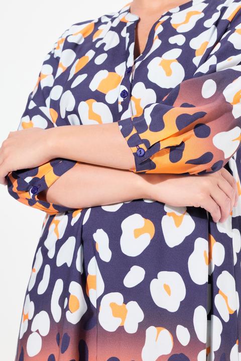 Image du produit Miamoda Robe midi coupe confortable, avec col tunisien et manches 3/4. Mélange de motifs léopard (44)