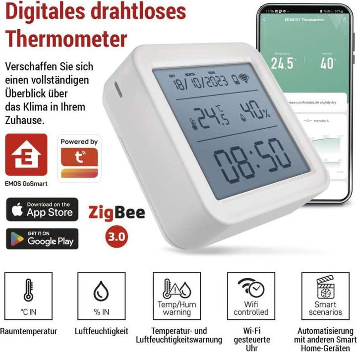 Immagine prodotto Emos GoSmart Digitales drathloses Thermometer EGS0101 ZigBee