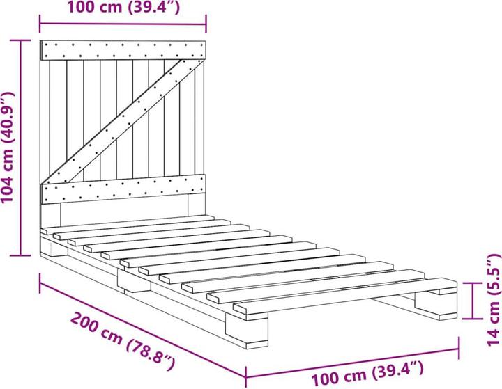 Produktbild vidaXL Bettgestell (100 x 200 cm)