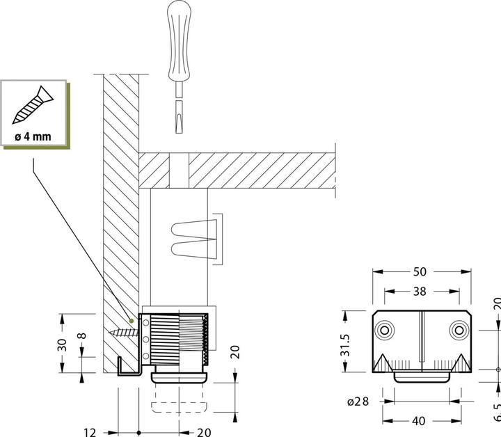 Produktbild Camar Höhenversteller zum Einschlagen 300, ø28, Tragkr.150KG, FE verzinkt/KS schwarz