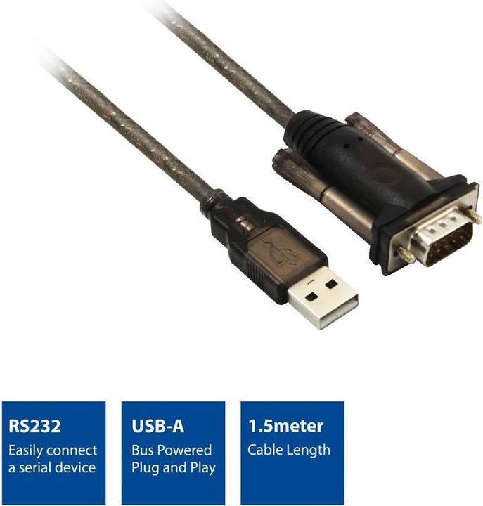Produktbild ACT AC6000 Serien-Kabel Schwarz 1,5 m USB Typ-A DB-9 (1.50 m)