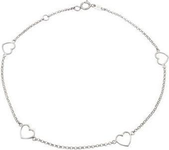 Passion Silberne Rhodie-Knöchelkette – Herz (MAT BIJOU, Matériel exact)