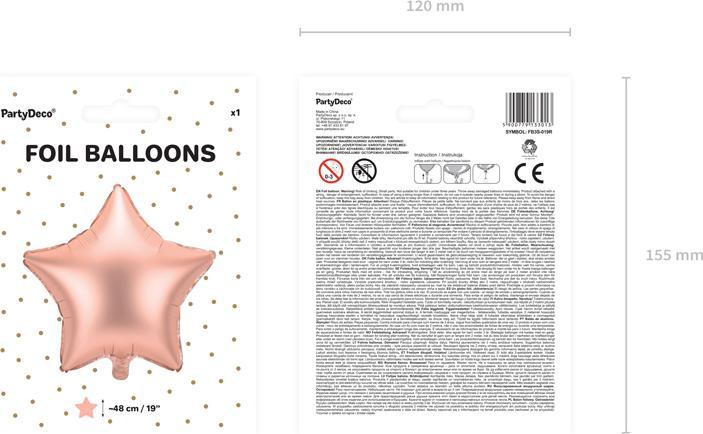 Produktbild Partydeco Folienballon Stern Roségold (1 x)