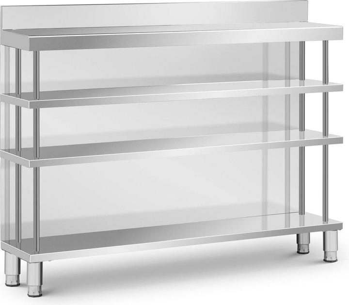 Produktbild Royal Catering Bar-Arbeitstisch Edelstahl 100 x 30 cm 4 Ablagen Aufkantung Steharbeitstisch