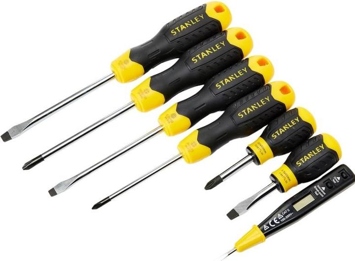 Image du produit Stanley Jeu de tournevis CushionGrip 6 pièces, avec détecteur de tension (Recouvrement cruciforme Phillipps (PH), Vis fendues)