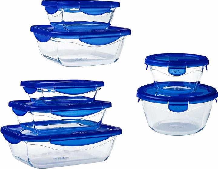 Actual product image Pyrex - Cook & Go Schaal Set van 7 Stuks - Borosilicaatglas - Transparant / Blauw