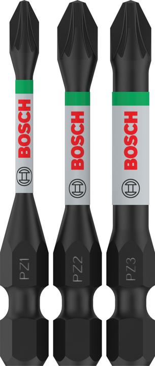Actual product image Bosch Professional Zubehör PRO Pozidriv Impact Bit, PZ1, PZ2, PZ3, 55 mm, 3 pcs. (PZ3, PZ2, PZ1)