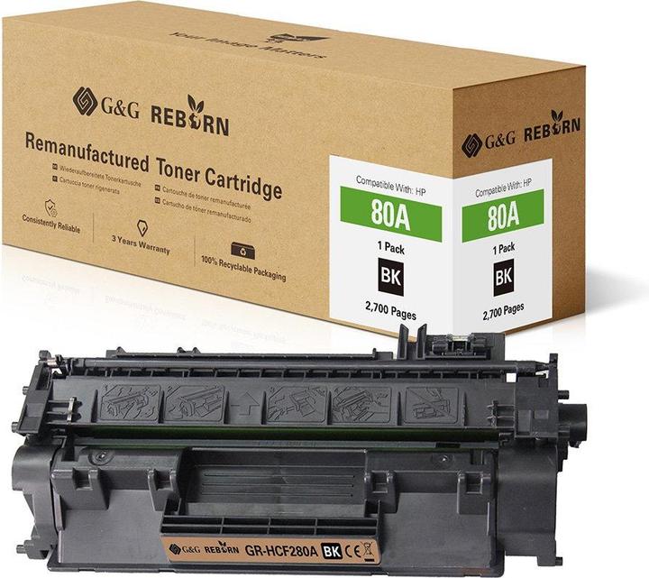 Produktbild G&G Toner ersetzt HP 80A Kompatibel Schwarz 2700 Seiten Reborn remanufactured 2 (BK)