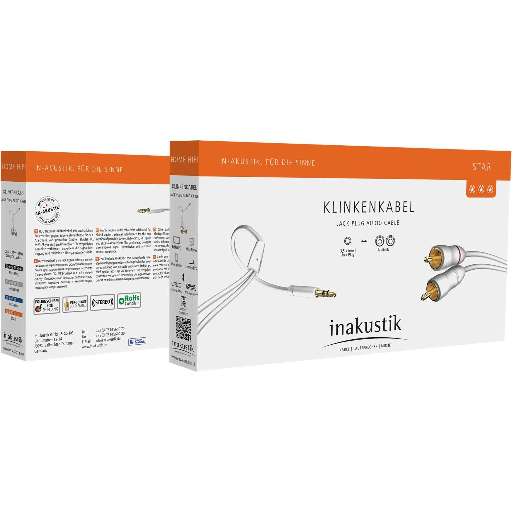 Thumbnail - Inakustik STAR Stereo-Klinke - 2x RCA (7 m, 3.5mm Klinke (AUX), Cinch), Audio Kabel