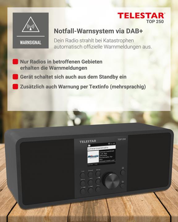Image du produit Telestar TOP 250 DAB+ Internetradio schwarz (Webradio, VHF, DAB+ DAB, Bluetooth, WiFi)