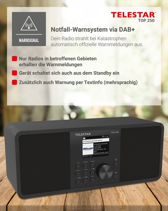 Produktbild Telestar TOP 250 DAB+ Internetradio schwarz (Internetradio, UKW, DAB+, Bluetooth, WLAN)