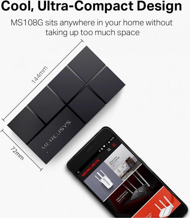 Immagine prodotto Mercusys Interruttore di rete MS108G Gigabit Ethernet non gestito (10/100/1000) (8 porte)