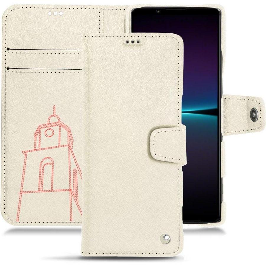 Noreve Lederschutzhülle Wallet (Sony Xperia 1 IV), Smartphone Hülle, Weiss