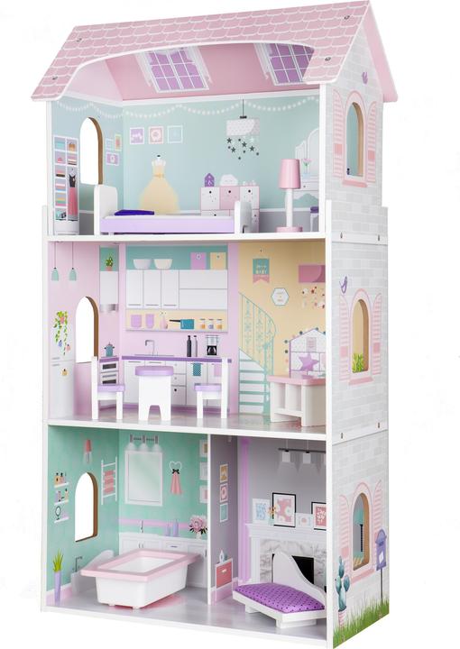 Produktbild EcoToys Puppenhaus aus Holz + Möbel