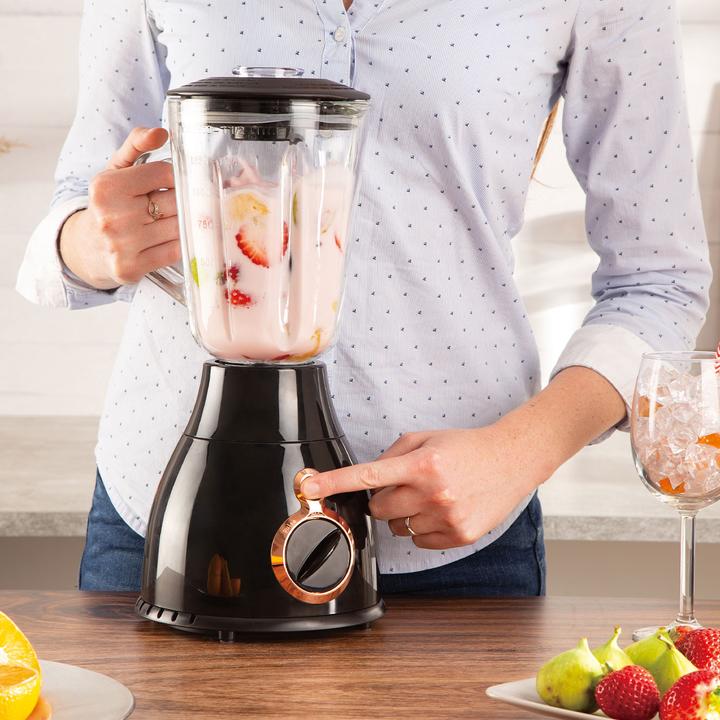 Produktbild BerlingerHaus Standmixer, 1,5 L, Glaskrug, schwarz-rosÃ©gold, 600 W (600 W)