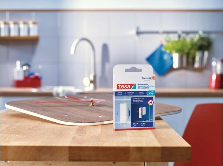 Actual product image tesa Powerstrips for tiles & metal, 2kg holding power, 9x double-sided adhesive strips