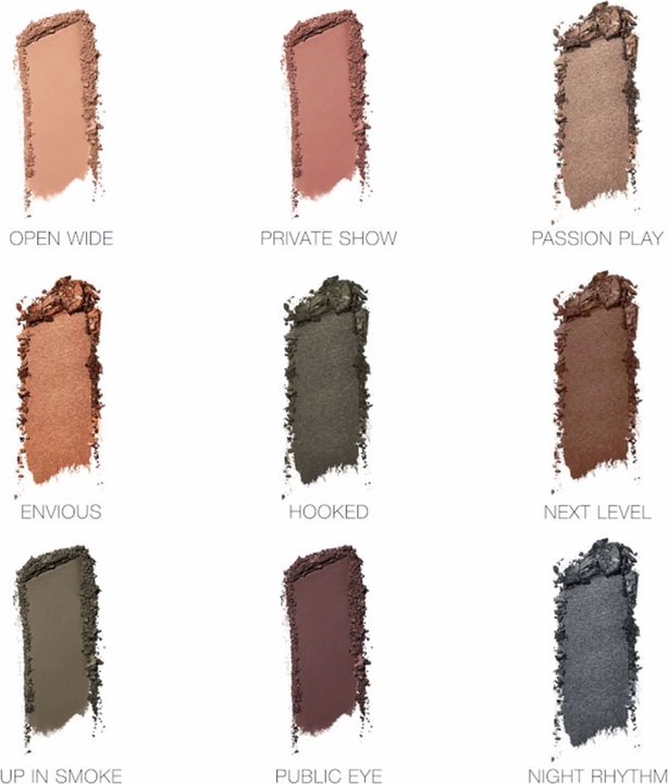Actual product image NARS Cosmetics Climax (Matte mauve brown, Mat beige, Shimmering champagne, Metallic copper, Antique pewter, Shimmering deep brown, Mat khaki, Matte rich brown, Shimmering slate blue)