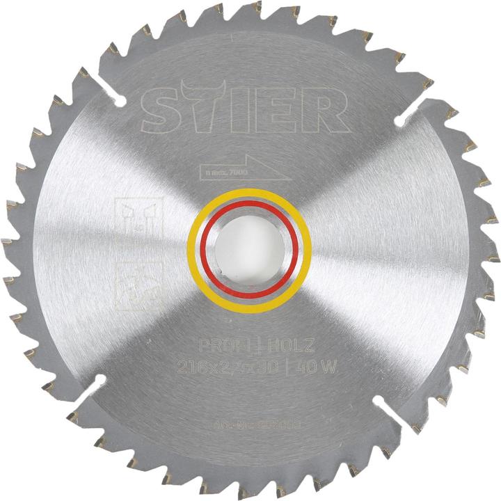 Stier Professioneel cirkelzaagblad hout 216x2,4x30 40W -5° negatieve hellingshoek